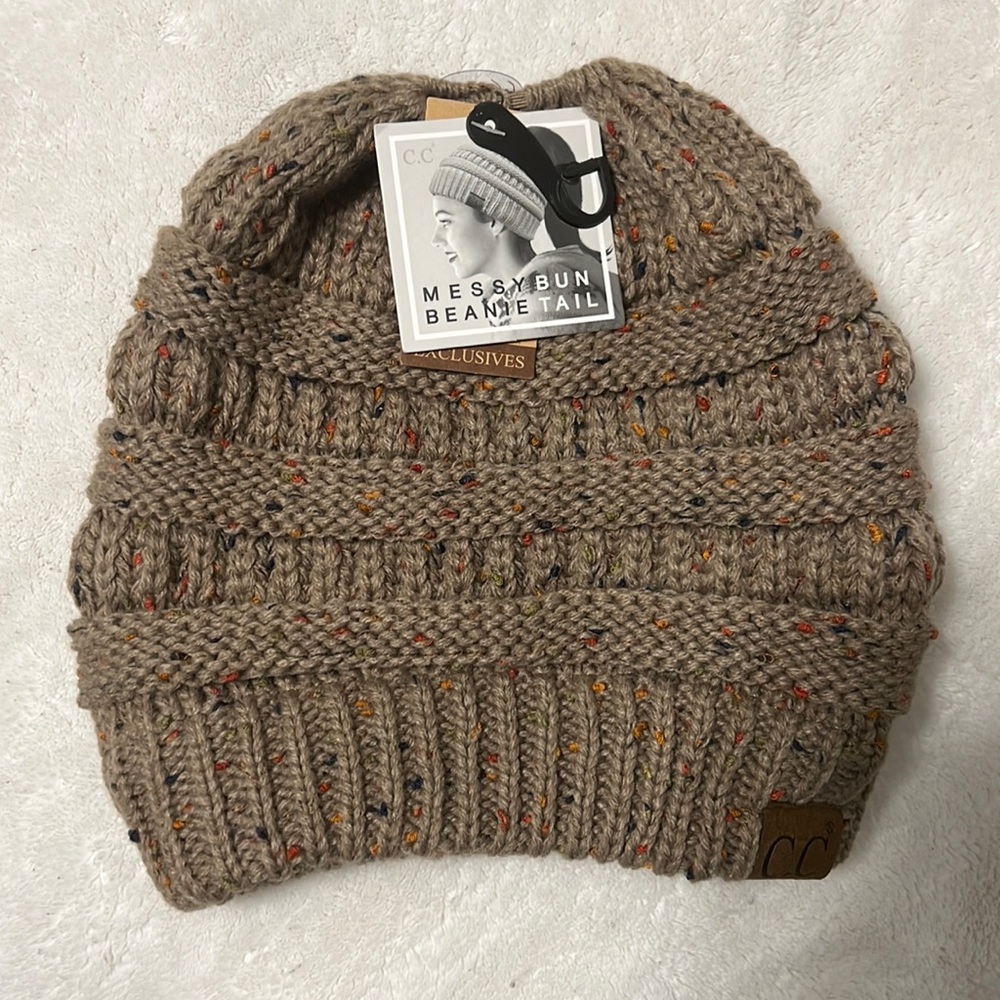 C.C. Messy bun beanie